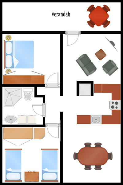 2 bedroom self-contained apartments floor plan