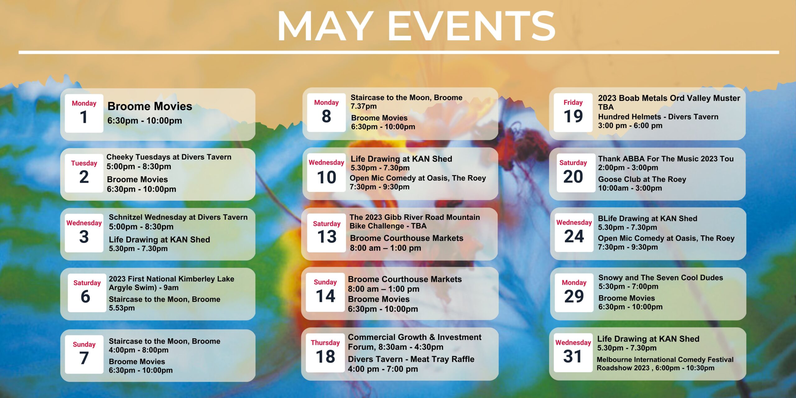 Broome Events: Time and Schedule