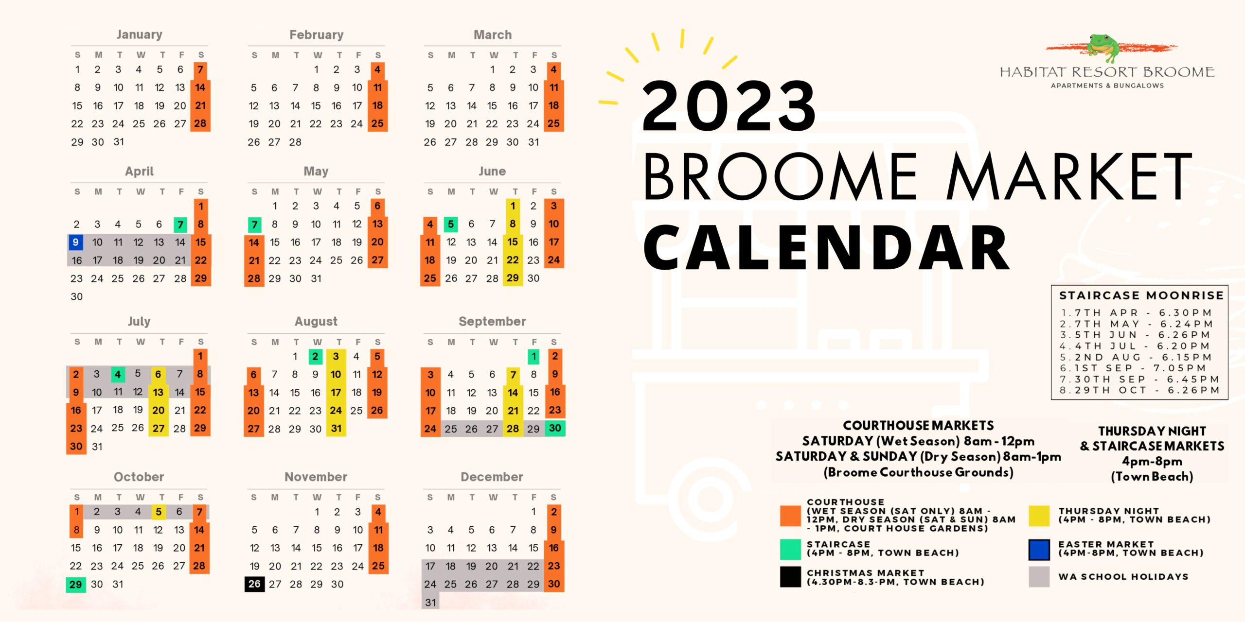 2023 Broome Market Calendar