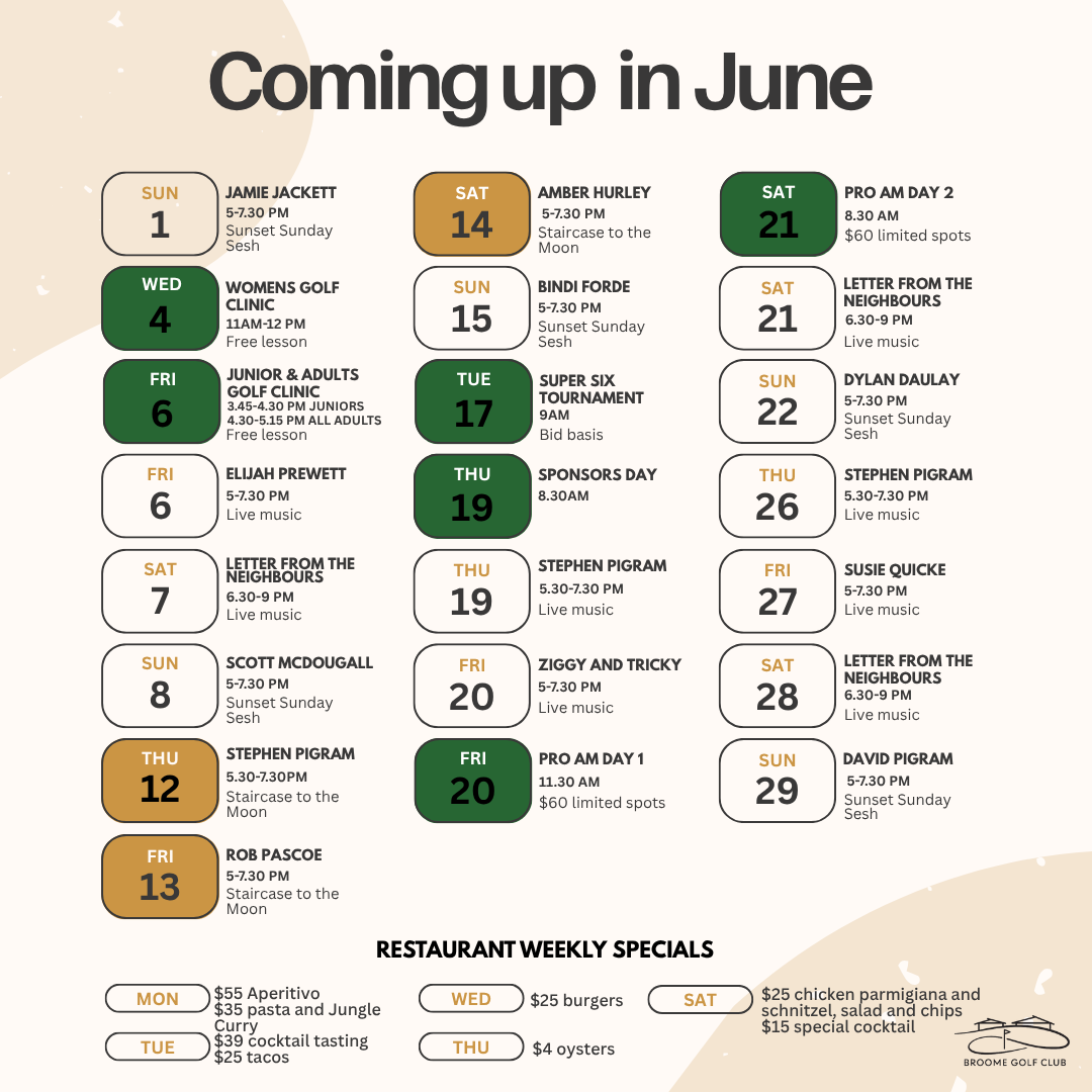 Coming up events - June-3